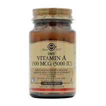 솔가 드라이 비타민 A 1500 mcg (5000 IU) 100 타블렛, 1, 100정