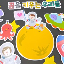 폼보드 (꿈을 키우는 우리들) 실사출력 빅사이즈 환경구성문구 게시판꾸미기 어린이집 유치원 환경구성 환경판 신학기 새학기환경구성 우주 행성