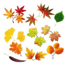 가을 장식 모형 낙엽 조화 단풍잎 은행잎 나뭇잎, 초록 플라타너스잎