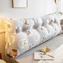 삼각침대 쿠션 소프트백 탈부착식 다다미침대 쿠션 허리보호대 침실 더블침대 등받이 쿠션, X강아지 가족, 길이100×두께23×높이50Cm