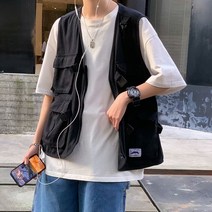 반팔 린넨 재질 조끼