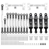 원격 조종 RC 너트 잠금 장치가있는 금속 조향 링크 타이로드 마운트 충격 흡수 장치 키트 1/12 MN D90 D91 MN40 MN45 MN99 MN99s 1/16 WPL C14, [08] WPL Titanium silver