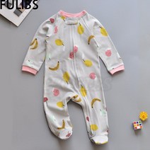 FULIBS 새로운 형 원피스 드롭 오프 아기 양방향 지퍼 크롤링 옷 봄 가을 긴팔 Jumpsuit 1L