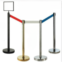 스텐차단봉 벨트형 바리케이트 안전봉 가이드라인, 두꺼운2m블랙포스트(메탈베이스)