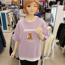 [에꼴리에] 22년 여름신상 반값! **50% 세일~ 레이어드 반팔티** 주니어 여아용 곰 캐릭터가 깜찍하고 멋스러우며 편안하고 시원한 컬러 베어 전사 레이어드 반팔티