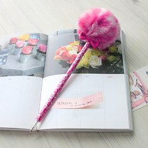 사콕스 롤리팝볼펜 귀여운 털공볼펜 SL 핑크표범