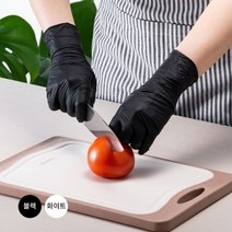 두꺼운 니트릴장갑 블랙 양손 100매, 중(M)