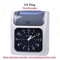 출퇴근기록기 근태관리기 전자 시간 기록계 직원 출석 기계, Dark Grey US Plug