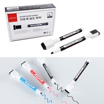 더이안 라인플러스 지우개 보드 마카 자석 화이트보드 마카펜, 적색(빨강)×12개입