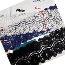 DKLACE-2019 / (폭 6cm 길이 1yd 3yd 5yd 10yd기준) / 자가드 스판 레이스 모음, 1개, 화이트