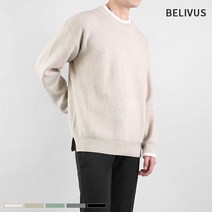 빌리버스 남자 니트 BRE003 라운드 배색 스웨터