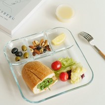 1개 강화유리접시 내열유리 디저트접시 투명 나눔접시 디저트유리접시 내열유리식판, 소