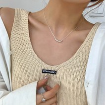 틈새 디자인 복고풍 양면 실버 목걸이 여성 스웨터 체인
