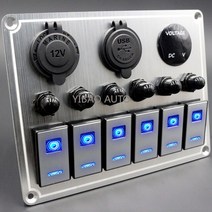 자동차 트럭 마린 보트 RV ATV UTV 캠핑 캐러밴 회로 차단기 버튼 로커 토글 스위치 패널 USB 제어 4 갱 6 갱, NF6 gang silver