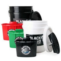 블랙라이노 버킷나이저 버킷어부바 버킷세트 - 세차버킷20L+뚜껑+그릿가드+버킷나이저, 화이트, 그린+블랙