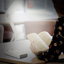 3단밝기조절 4단접이 충전식 LED스탠드 공부방 침실 책상조명 휴대용 거울 독서등, 블루