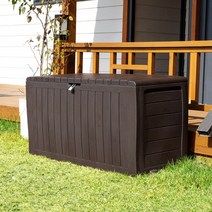 세이프 스토리지 데크 박스 290리터 실내 야외 보관함, 브라운