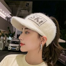 겨울 따뜻한 여성 예쁜 골프 모자 니트캡 아이보리