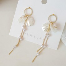 20대 비치웨어 바캉스용 진주 드롭귀걸이 주얼리 악세사리 큐빅 실버