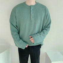 모던애즈 헨리넥 단추 반오픈 니트 스웨터 공용