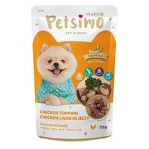 D17 반려동물 습식사료 치킨과 닭간 파우치 70g, 6개