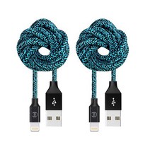 코디스토어 1+1 티타늄 페브릭 아이폰 8핀 고속 충전케이블 2M, 1세트, 블루