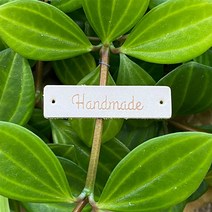 핸드메이드 가죽라벨 M4010GD-NO2 금박라벨 HANDMADE 천연소가죽 뜨개질 라벨, 스킨화이트