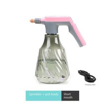 전기 충전 압력 노즐 꽃 물뿌리기 가정용 미니 스프레이 정원 물을 수, 02 Pink head  Pot