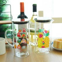 가정 카페용 내열유리물병 동물 투명물통 가게 업소 식당용 가게용 냉장고 매장용 어린이집 유치원, 부엉이