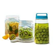 1+1 글라스락 사각 캐니스터 1.5L 2L 3L 손잡이 3L 유리 밀폐용기 매실청병 과실주병 담금주병, 1.5L+1.5L