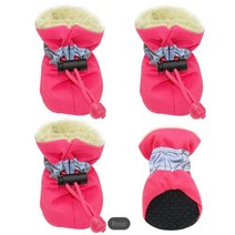 강아지 신발 양말 4pcs 방수 겨울 애완견 미끄럼 방지 비 눈 부츠 따뜻한, m, 장미