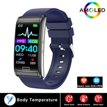 무통 혈당 측정기 당뇨검사 스마트 시계 워치 ECG PPG 혈당시계 혈압 체크 IP68 방수, J 블루