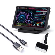 5 인치 IPS 게이밍 디스플레이 알루미늄 합금 USB 모니터 화면 CPU GPU RAM 컴퓨터 보조 AIDA64 용 360 도 회전, [03] Base USB Cable