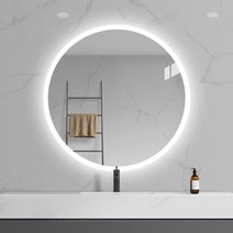 욕실 LED 원형 거울 테두리조명 화장대 벽걸이 인테리어 욕실거울 벽거울, 500mm, 3색 조명 터치형