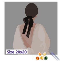 여성 뒷모습 삽화 직장인용 초급 피포페인팅 소형 유화그리기세트 치매예방