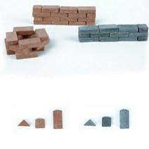 미니 벽돌 쌓기 건축 건축 조립 키덜트 장식 수제 DIY 건물 미니어처 재료 빌딩 소품 하우스 키트 블록, E_적정사각(60p)