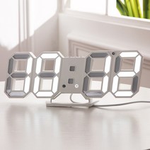 Picky Virgo 벽걸이전자시계 LED 벽시계 전자시계 알람 3D 입체 탁상시계, 흰색