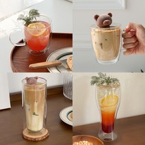 이중 내열 유리컵 6종 더블글라스 커피 쥬스 손잡이잔, 4.모히또 330ml