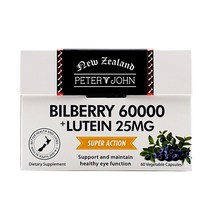 뉴질랜드 피터앤존 고함량 빌베리 60000mg+루테인 25mg 60캡슐 효능 LUTEIN, 2box