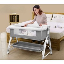 접이식 유아침대 이동식 바퀴2단 각도조절 신생아 영유아 애기 침대 기저귀교환대 차양막 세트, 네이키드침대+매트리스(디자인및색상에대한메모)