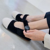 구두모모 우디 밸크로 메리제인 모카신 털신 (1cm)