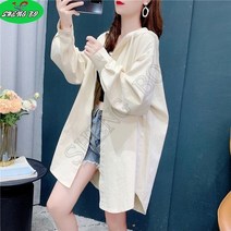 SHENGBO여성 후드 롱셔츠 남방 자켓 가디건 아우터 기본셔츠 캐주얼 루즈핏 잠바 간절기+HY107WH