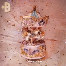 본디자인랩 회전목마 로즈 오르골 태엽 감성 생일선물 엔틱 인테리어 소품, 회전목마 로즈 오르골 ( 338A )