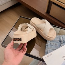 굽높이 여성 여름 패션 크로스 벨크로 슬리퍼 80
