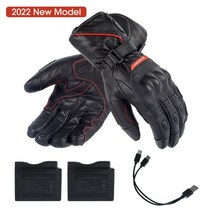 오토바이 장갑 난방 가죽 가열 방수 방풍 겨울 스키 보호 남성 여성, BlackRed1-2Batteries, XXL_CHINA