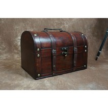 오래된보물해적상자 미니 작은 나무 촬영소품 우드앤틱 수납/정리/나무 장식품 보관 보석상자, 2, 30x16x16, 1개