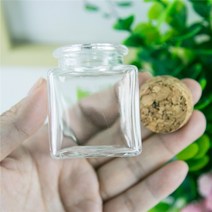 캔들용기 유리 코르크가 있는 미니 50ml 사각형 병 24 개 빈 투명 평면 Glycyrrhiza 과자 식품 등급 씰 50cc 항아리 바이알