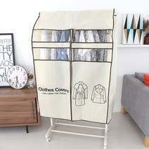 올리오 부직포 투명창 옷걸이 행거 정리 보관 가리개 지퍼식 커버 덮개 매립형 1개, 본품