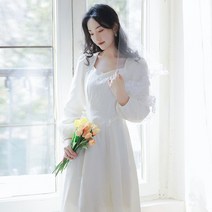 브라이덜샤워원피스 셀프웨딩드레스 스몰웨딩 무드 미니멀 디자인 드레스 화이트