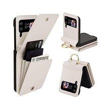 KSRIDOTE for Samsung Z Flip 4 케이스 카드홀더 링 삼성 지갑 갤럭시 핸드폰 여성용 선물 퍼플